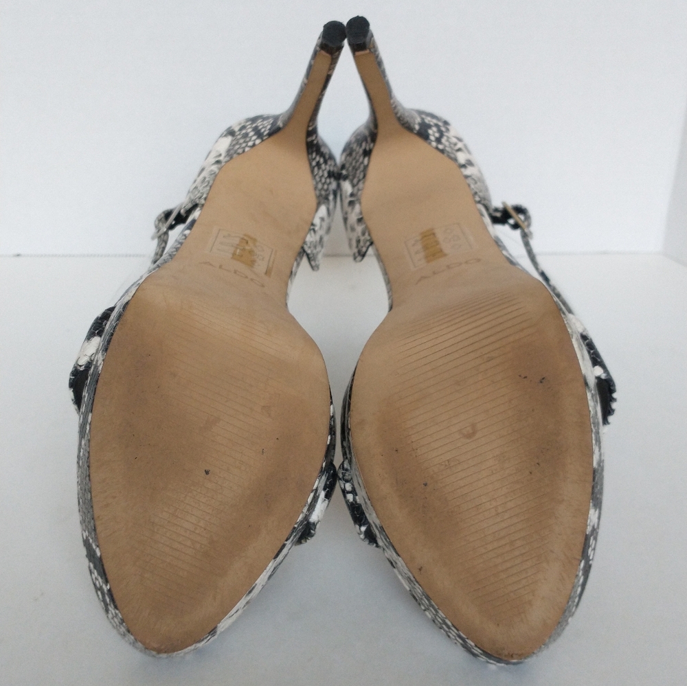 Excellent Condition Pair Of Aldo Veralith Leather Ankle Strap Platform Sandals - Picture 10 of 11
